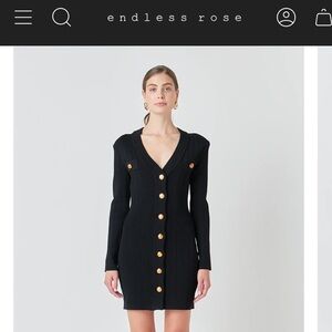 Endless Rose Shank Button VNeckline Knit Mini Dress